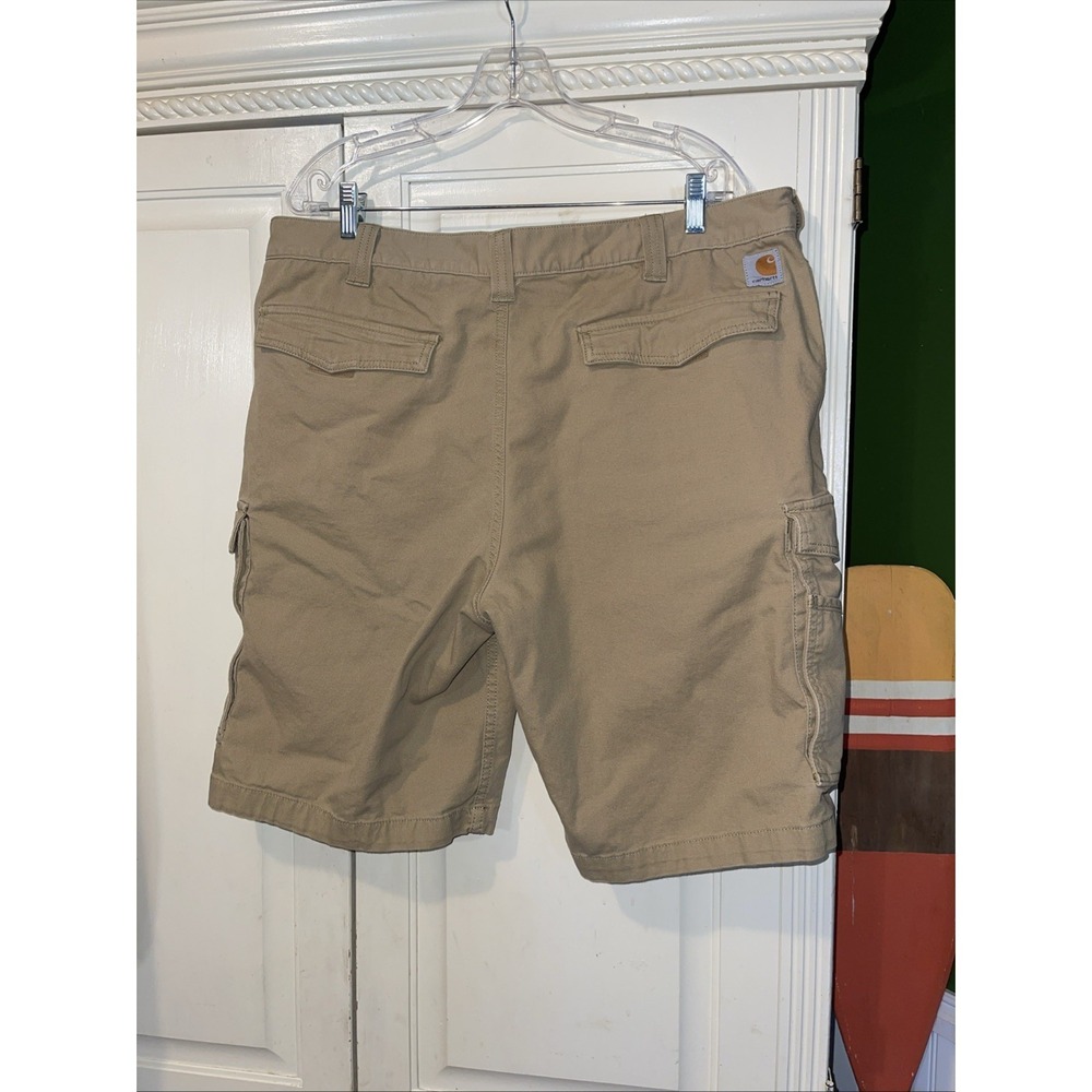 Carhartt Relaxed Fit Rugged Flex Cargo Fit Shorts Men 40 Beige Heavy Duty Canvas